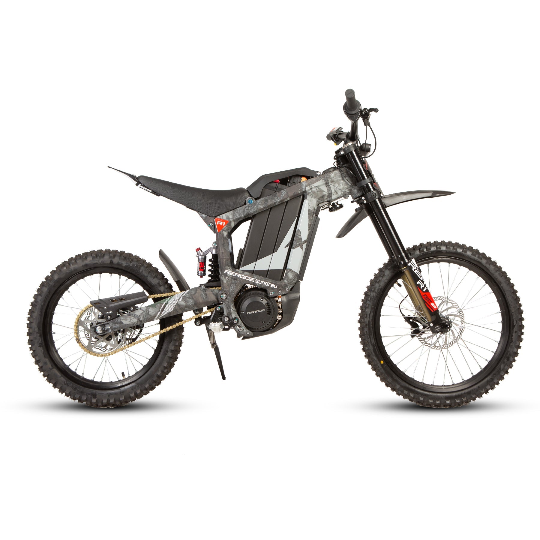 EUNORAU R1 Electric Dirt Bike, 72V4000W Middle Motor, Full Suspension