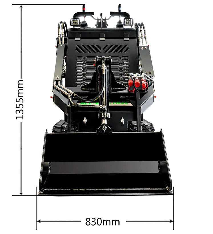 Full Battery Mini-Track Loader Skid Steer 72V 16.4kWh Lithium Battery, 2000 lbs. capacity, Various attachment options