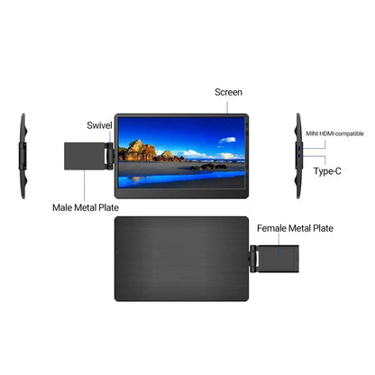 12 Inch Laptop Dual Monitor 1920*1080 HD IPS LCD Dual Monitor Screen Extender Laptops For Macbook Huawei