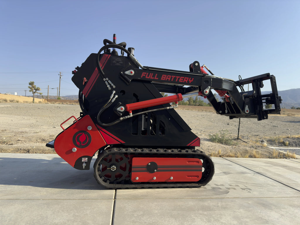 Full Battery Mini-Track Loader Skid Steer 72V 16.4kWh Lithium Battery, 2000 lbs. capacity, Various attachment options