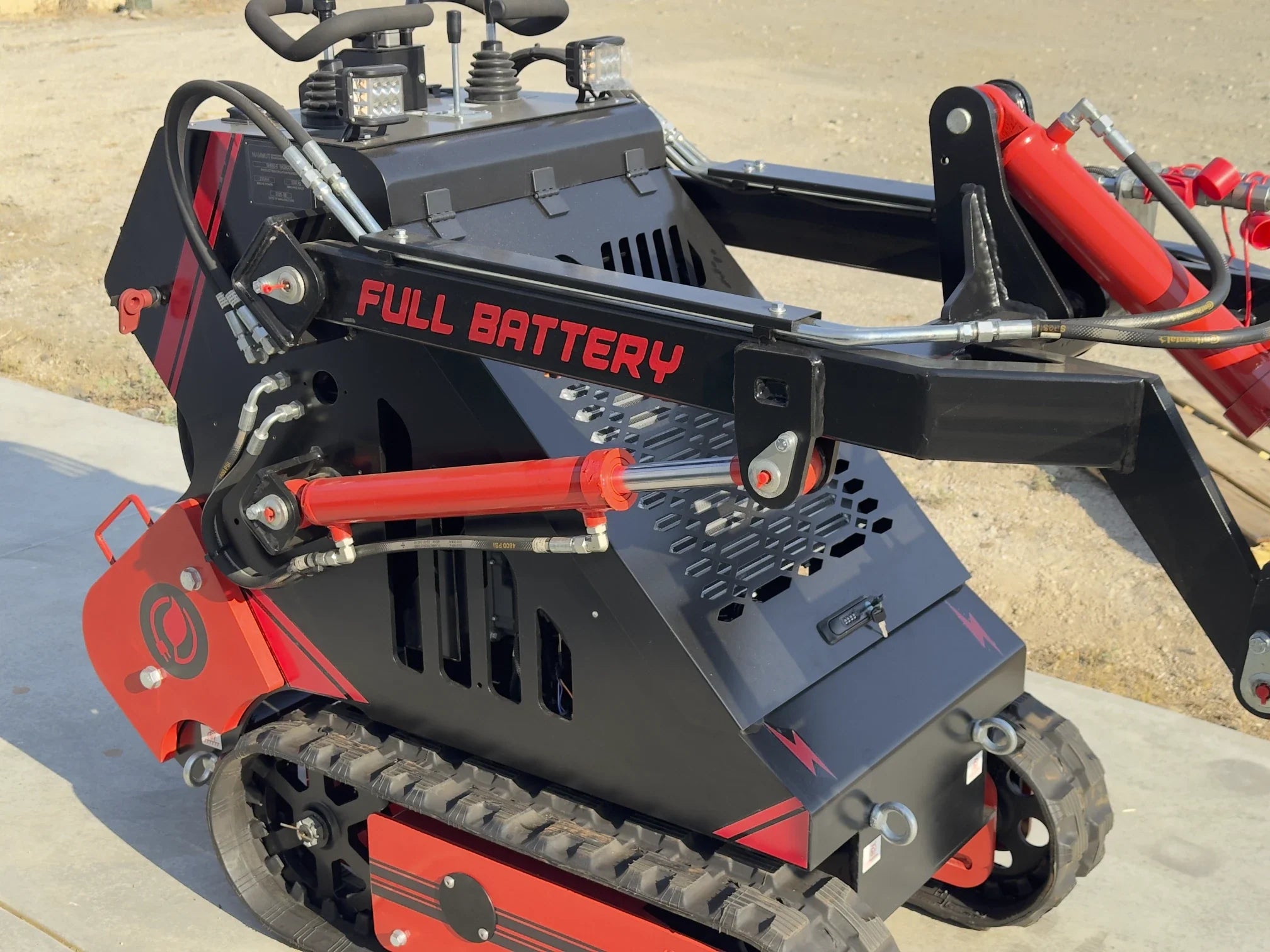Full Battery Mini-Track Loader Skid Steer 72V 16.4kWh Lithium Battery, 2000 lbs. capacity, Various attachment options