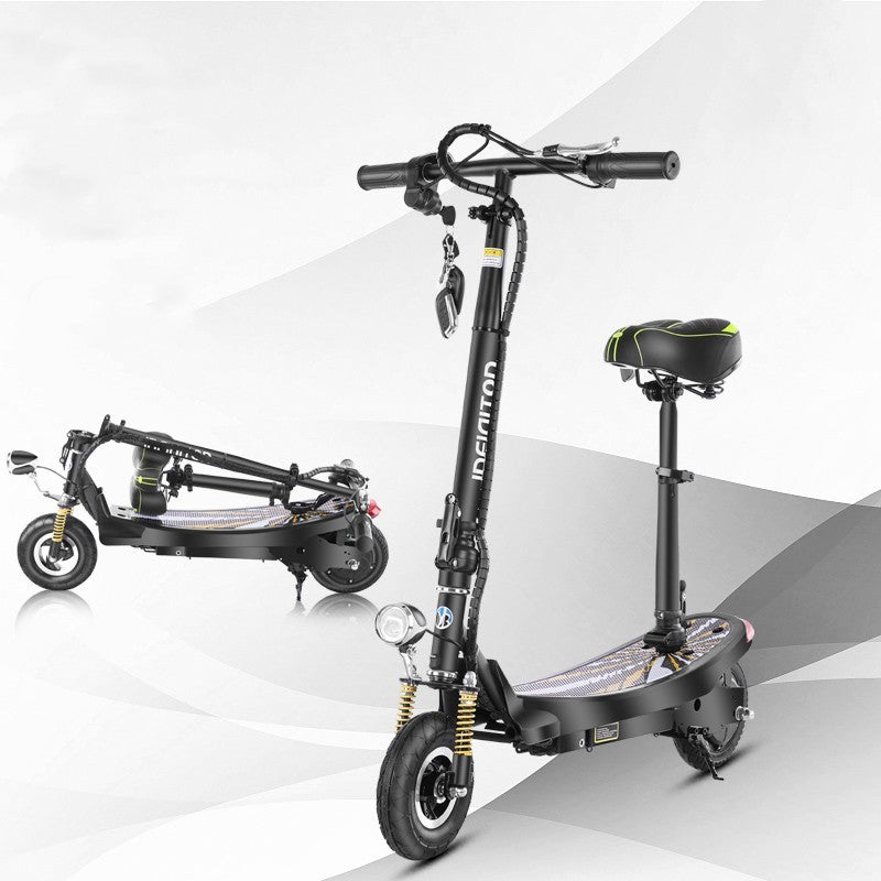 Foldable Frame Electric Scooter E-scooter, Adjustable height seat option available, Dual front shocks