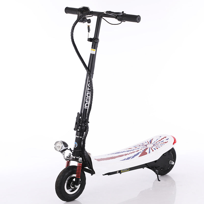 Foldable Frame Electric Scooter E-scooter, Adjustable height seat option available, Dual front shocks