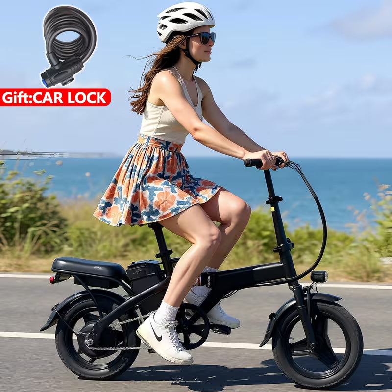 Folding Electric Bike, Fast Speed Powerful Motor, Commuter-Friendly Light Weight, 14-Inch Tires