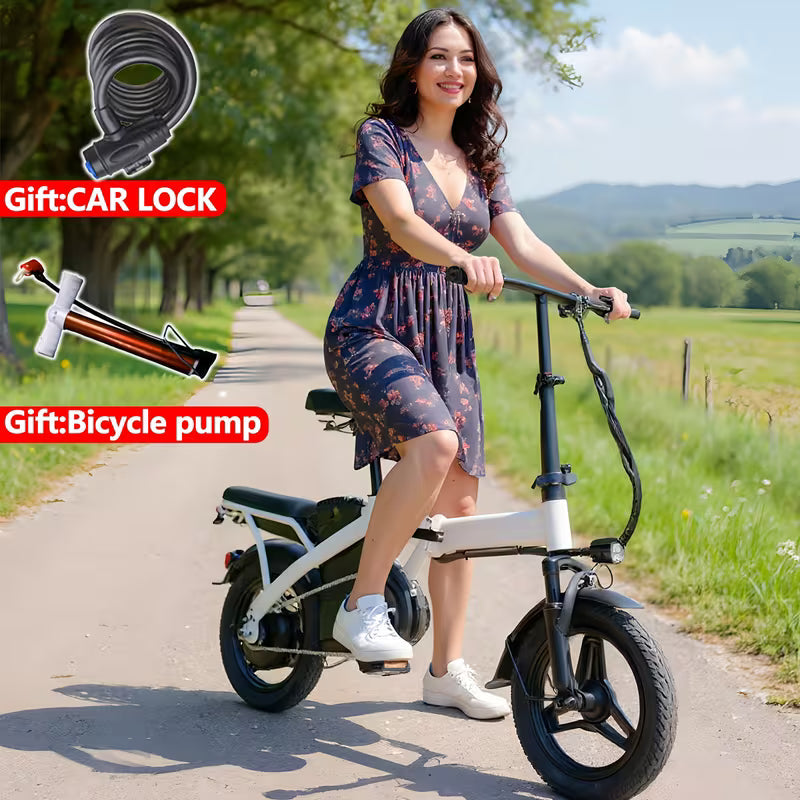 Folding Electric Bike, Fast Speed Powerful Motor, Commuter-Friendly Light Weight, 14-Inch Tires