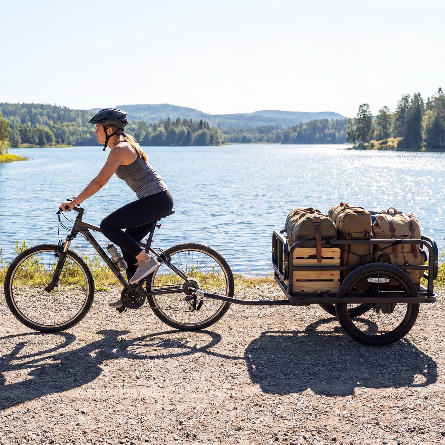 Bicycle and EBike Heavy-Duty Cargo Trailer Bicycle Wagon Cart with Universal Hitch-Black