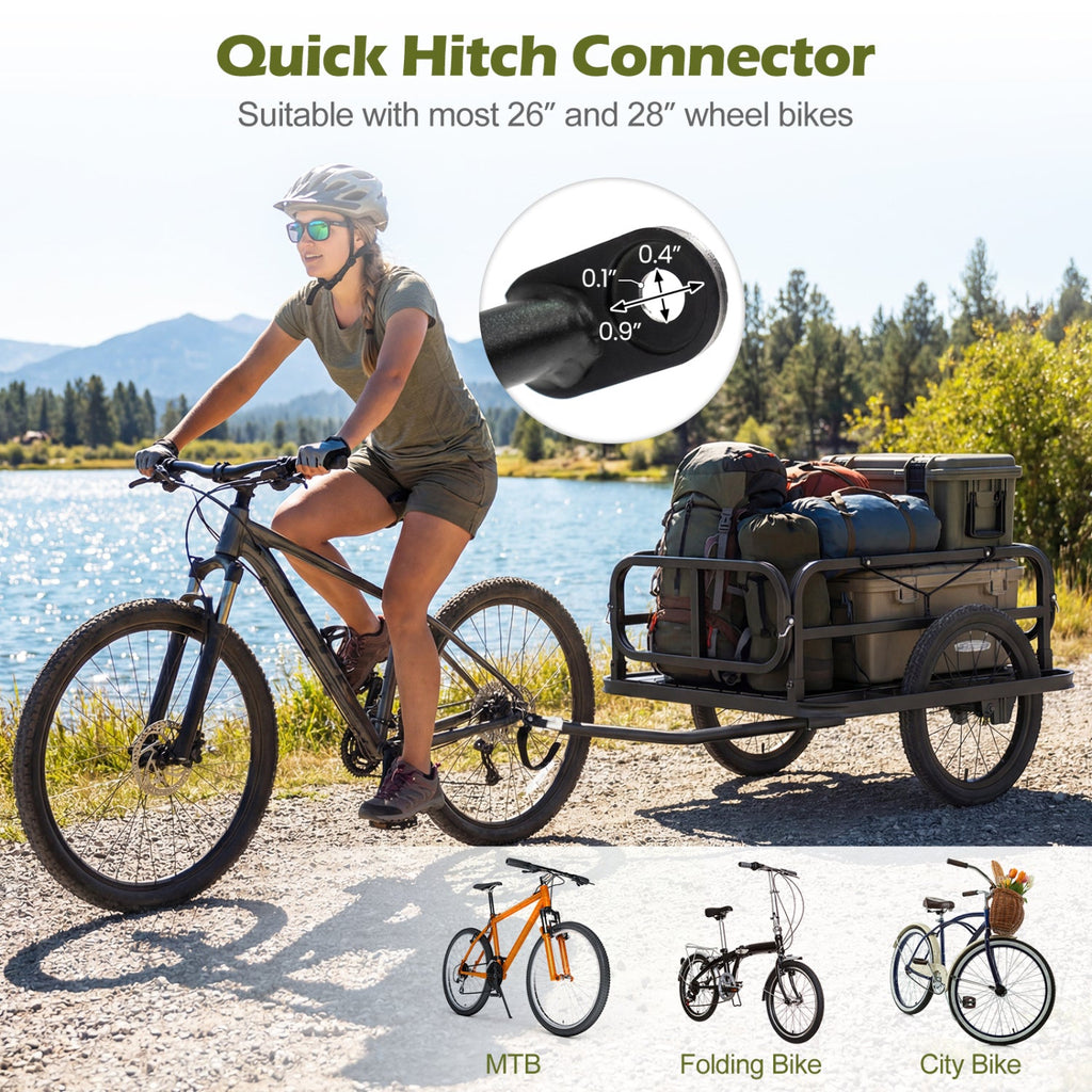 Bicycle and EBike Heavy-Duty Cargo Trailer Bicycle Wagon Cart with Universal Hitch-Black