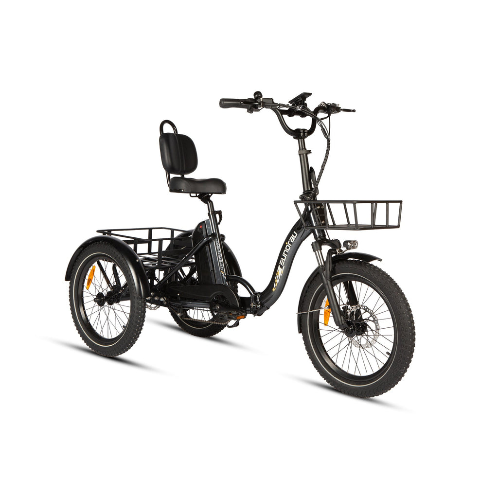 Eunorau Electric Tricycle ONE-TRIKE 2.0, 50 mile range, Adjustable Seat, Foldable, Front/Rear Cargo Carriers