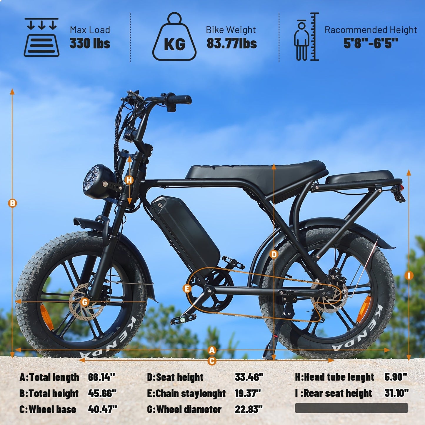 DUXI V8 Electric Mountain Bike with 500W Motor 48V 15Ah