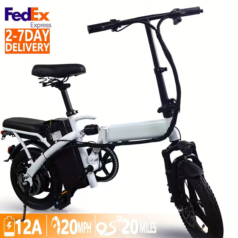 Folding Electric Bike, Fast Speed Powerful Motor, Commuter-Friendly Light Weight, 14-Inch Tires