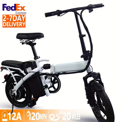 Folding Electric Bike, Fast Speed Powerful Motor, Commuter-Friendly Light Weight, 14-Inch Tires