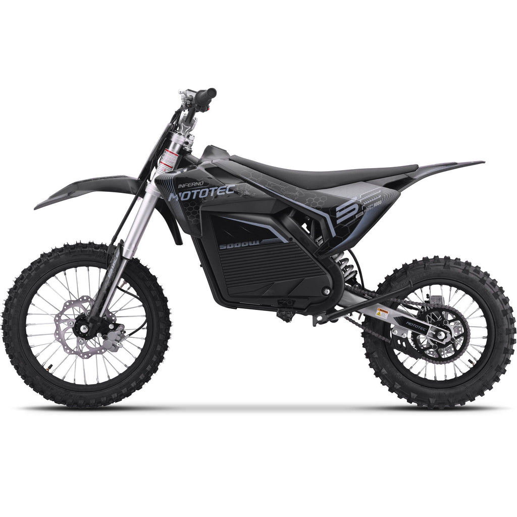 MotoTec 72V 5 kW Electric Dirt Bike (5,000 Watts) Full Size equal to 250cc