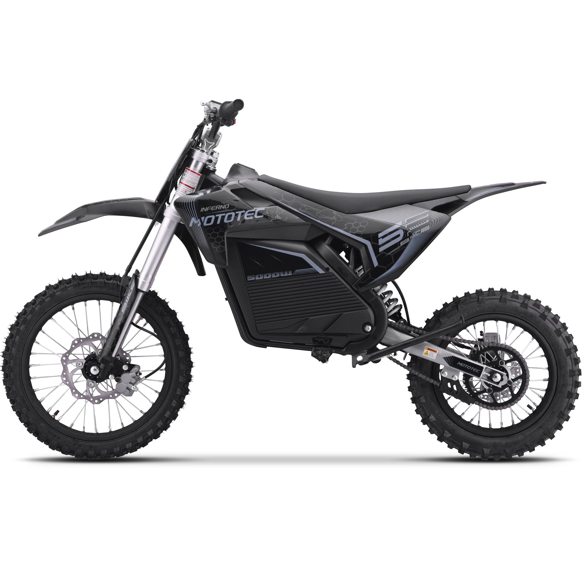 MotoTec 72V 5 kW Electric Dirt Bike (5,000 Watts) Full Size equal to 250cc