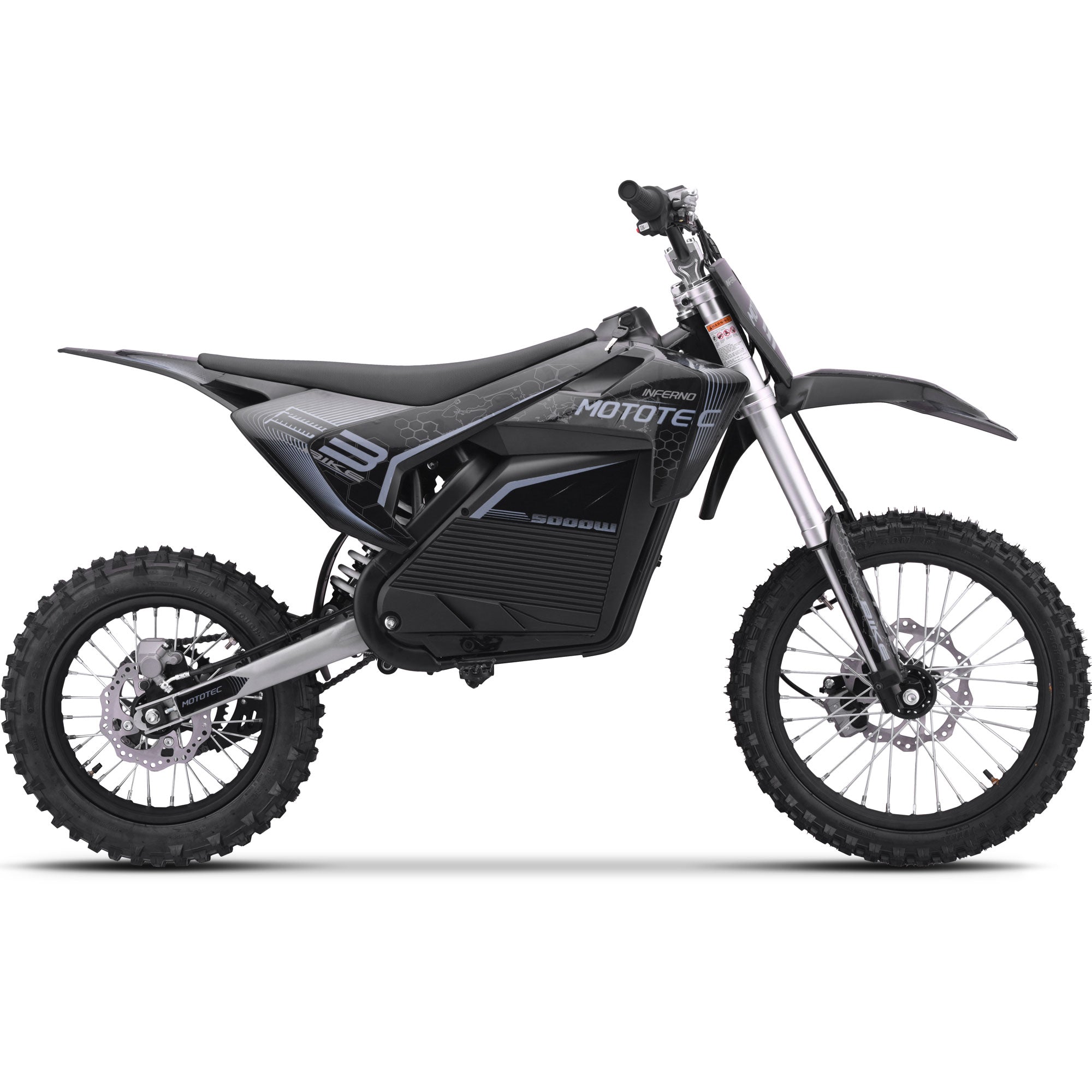 MotoTec 72V 5 kW Electric Dirt Bike (5,000 Watts) Full Size equal to 250cc
